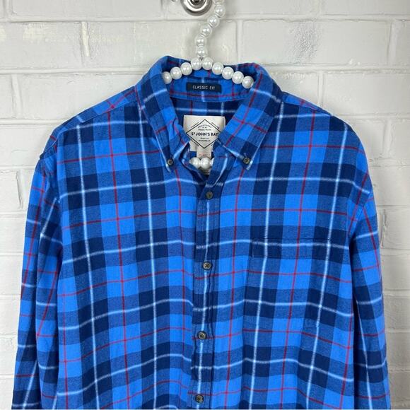 St. John’s Bay Blue Plaid Classic Fit Flannel Shirt Size M - Picture 3 of 5